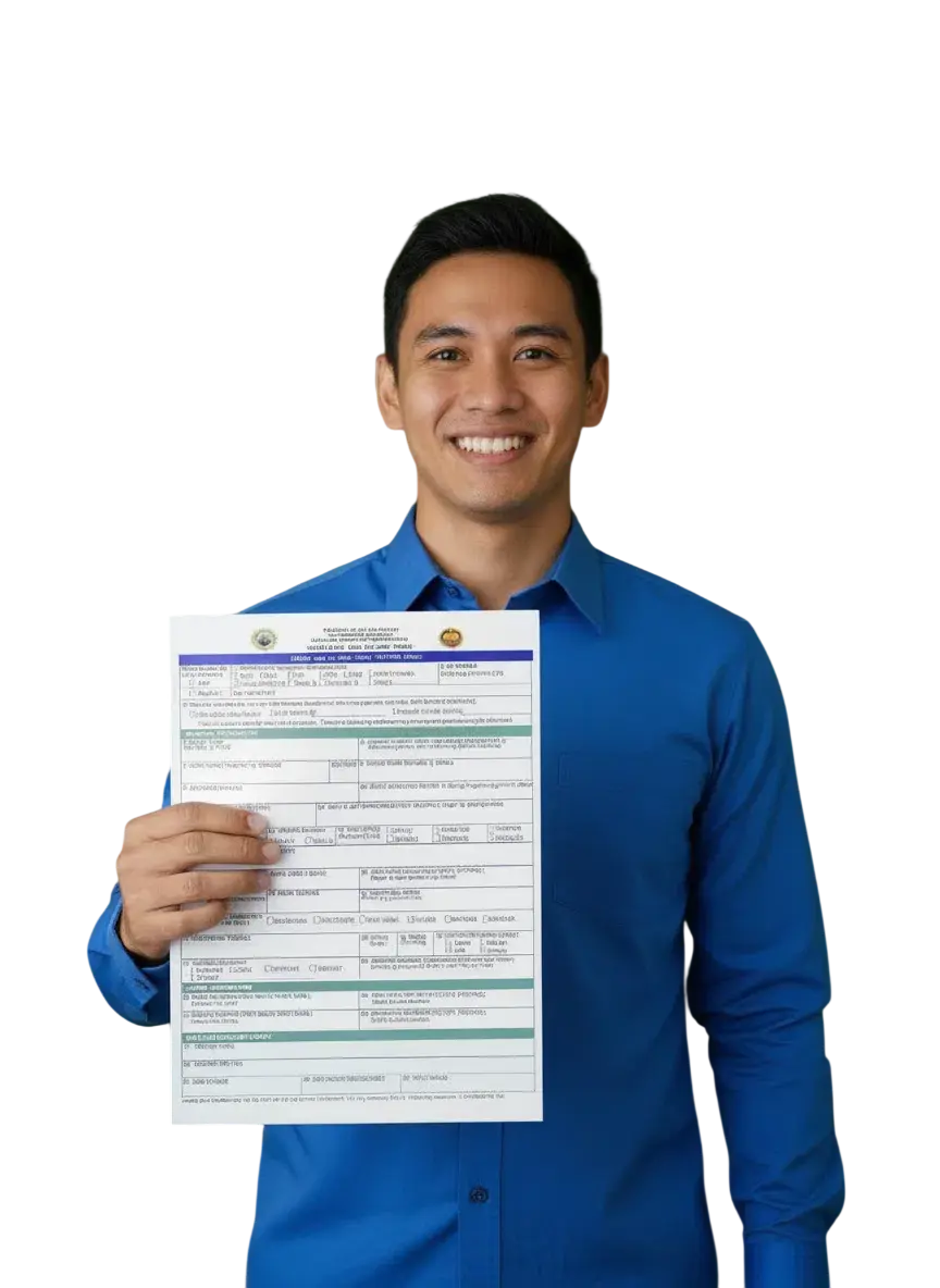 A Filipino man smiles while holding his NBI clearance after simple steps.
