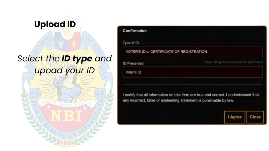 Split image shows the text “Schedule appointment” on the NBI logo on the left and an appointment calendar on the right with available slots.